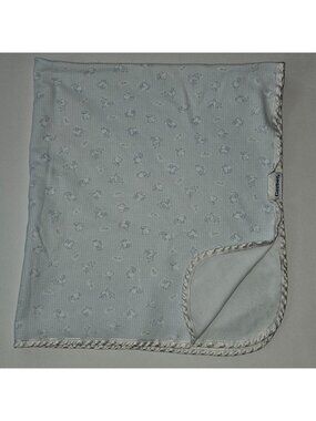 Gerber Blue White Bunny Rabbit Carrots Baby Blanket Cotton Satin Trim 29x32